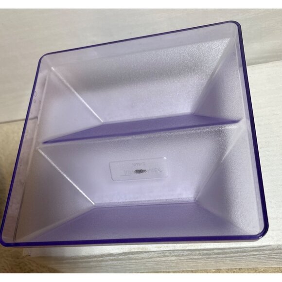 Vintage TUPPERWARE Get Togethers #1386 Divided Square BLUE Container with Lid - Picture 5 of 11